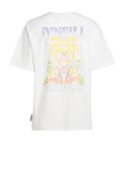 thumbnail: Witte dames O'Neill T-shirt van katoen met effen, korte mouwen en ronde hals