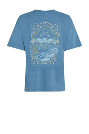 thumbnail: Blauwe dames O'Neill T-shirt van katoen met backprint, korte mouwen en ronde hals