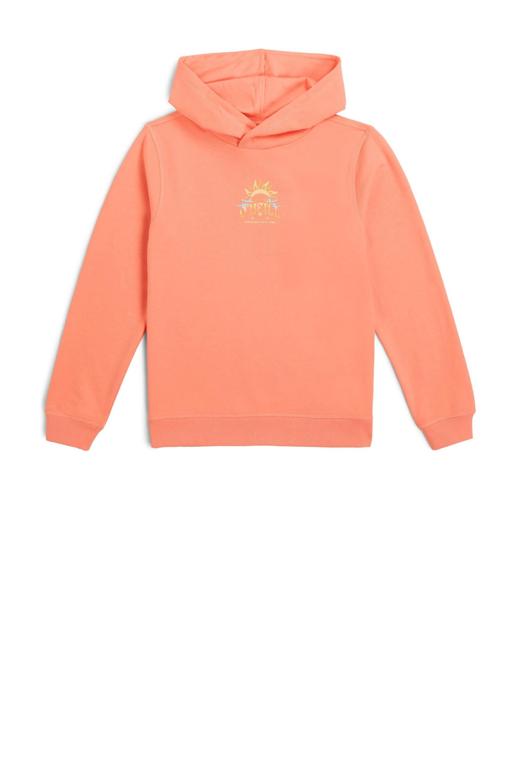 Oranje meisjes O'Neill hoodie van sweat materiaal met backprint, lange mouwen en capuchon