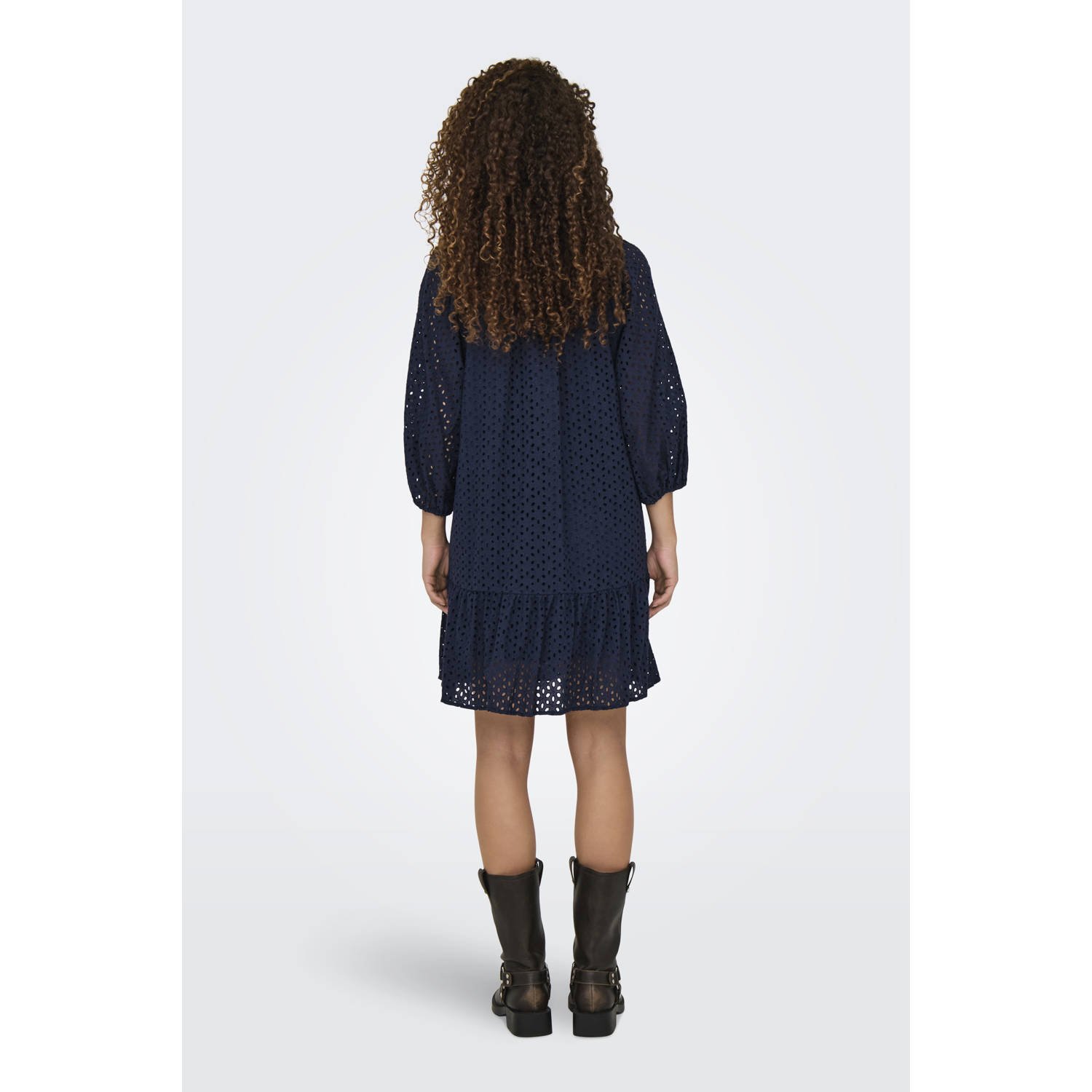 JDY midi jurk broderie marine