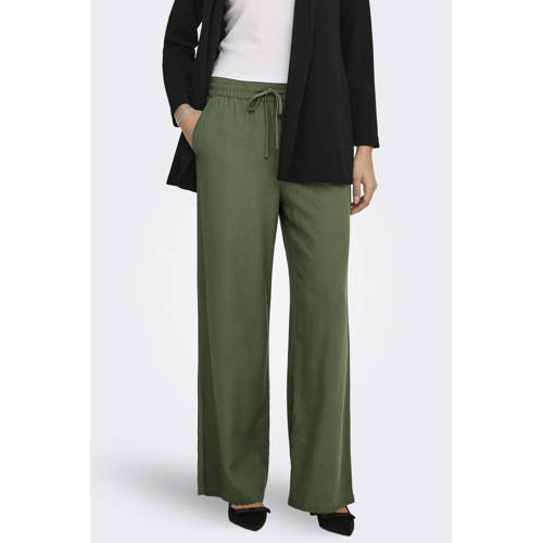 JDY linnen high waist casual broek groen afbeelding