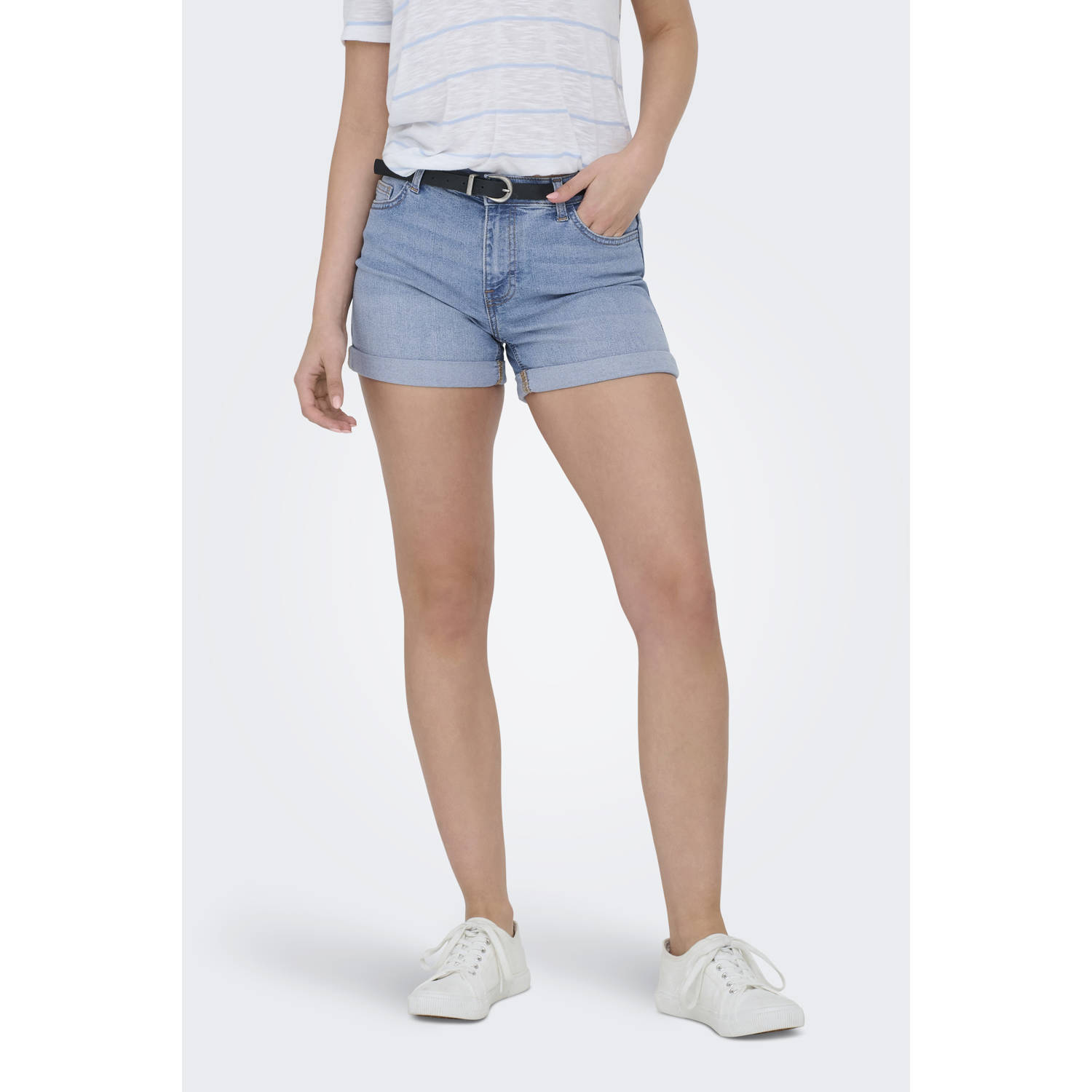 JDY denim slim regular waist denim short light blue denim