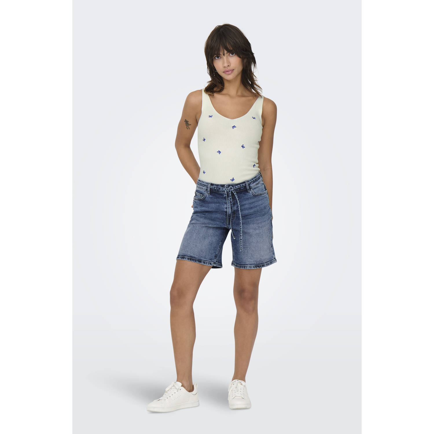 JDY denim rechtvallend regular waist denim short dark blue denim