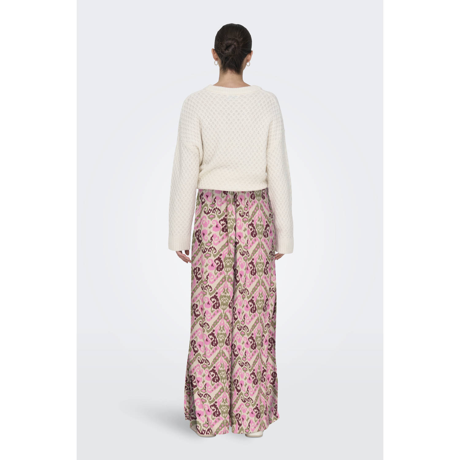JDY wide leg regular waist broek roze