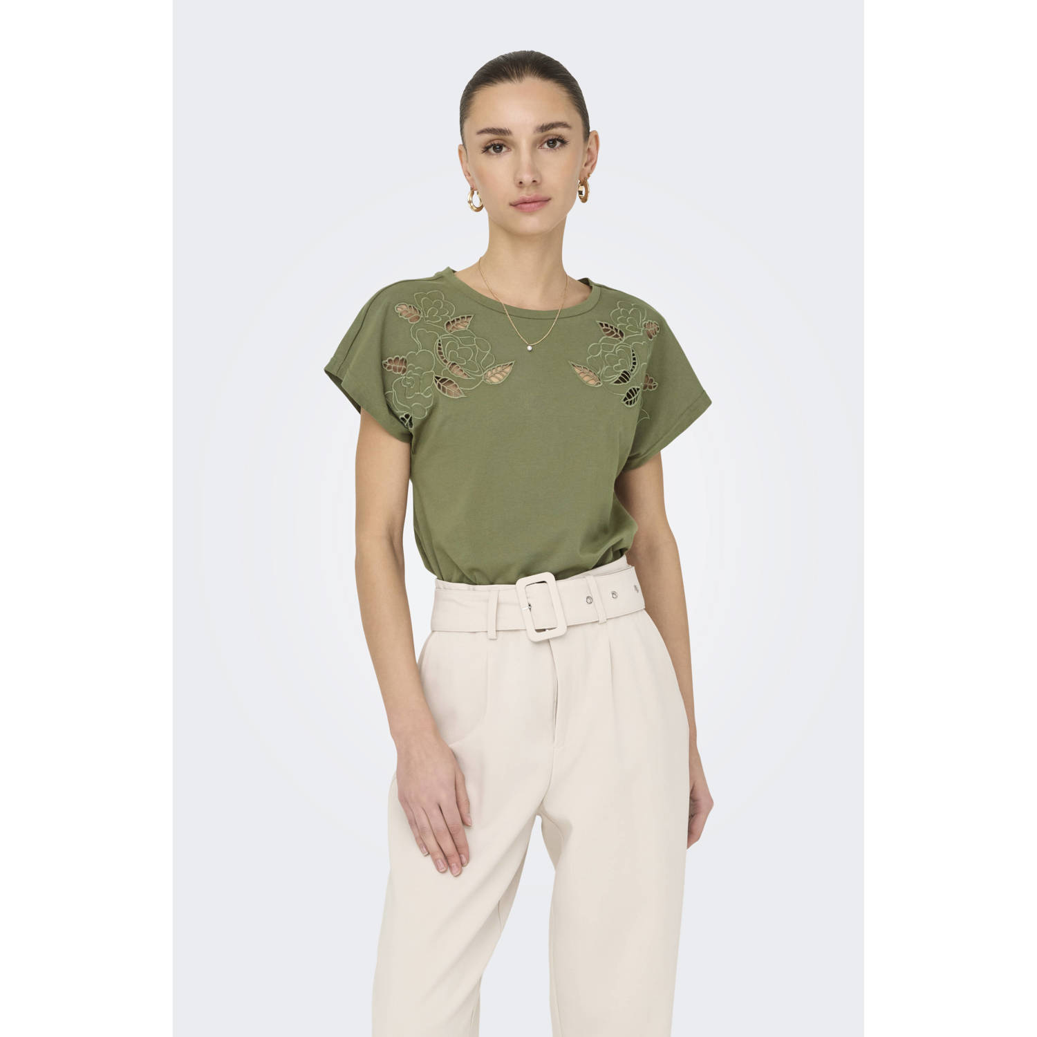 JDY top groen broderie