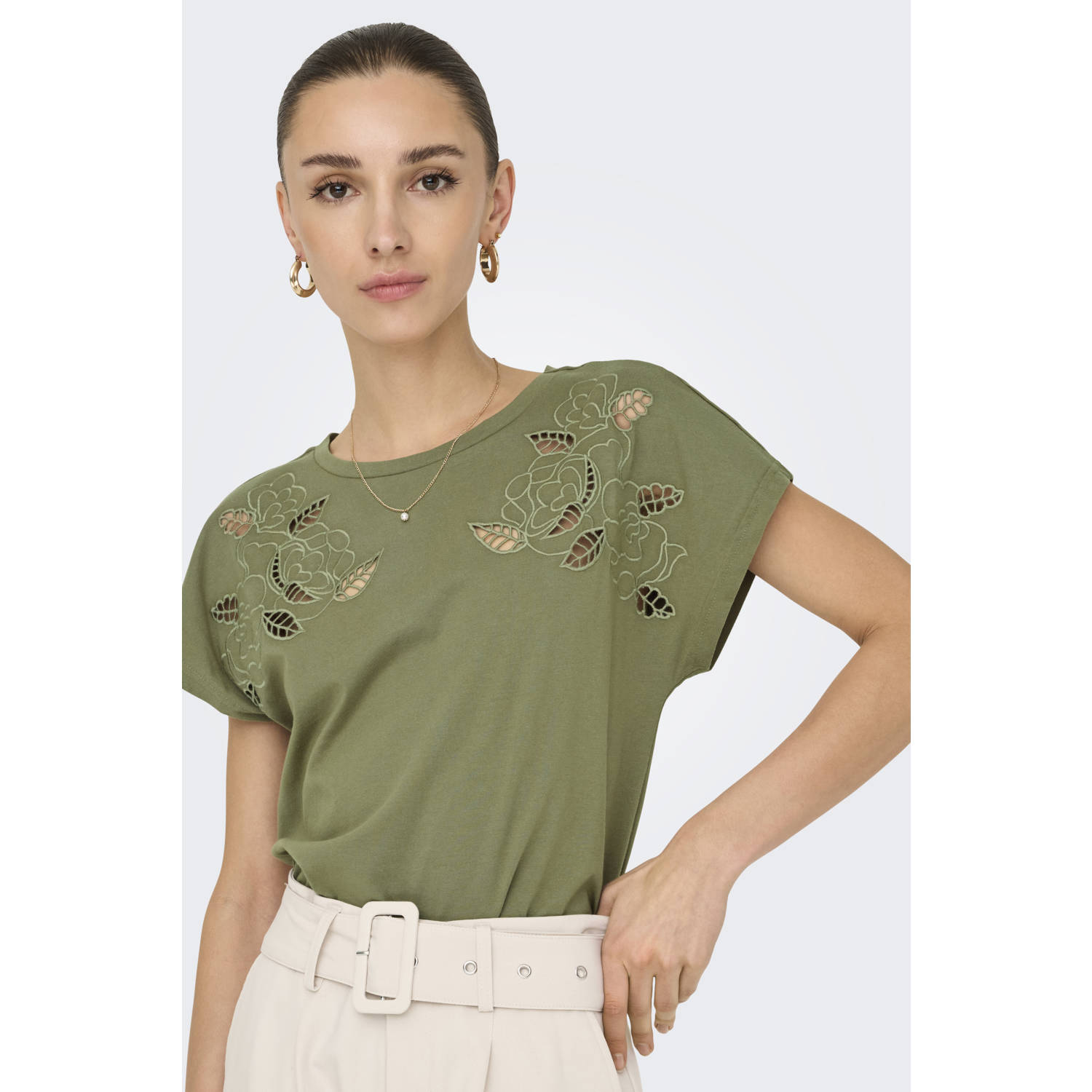 JDY top groen broderie