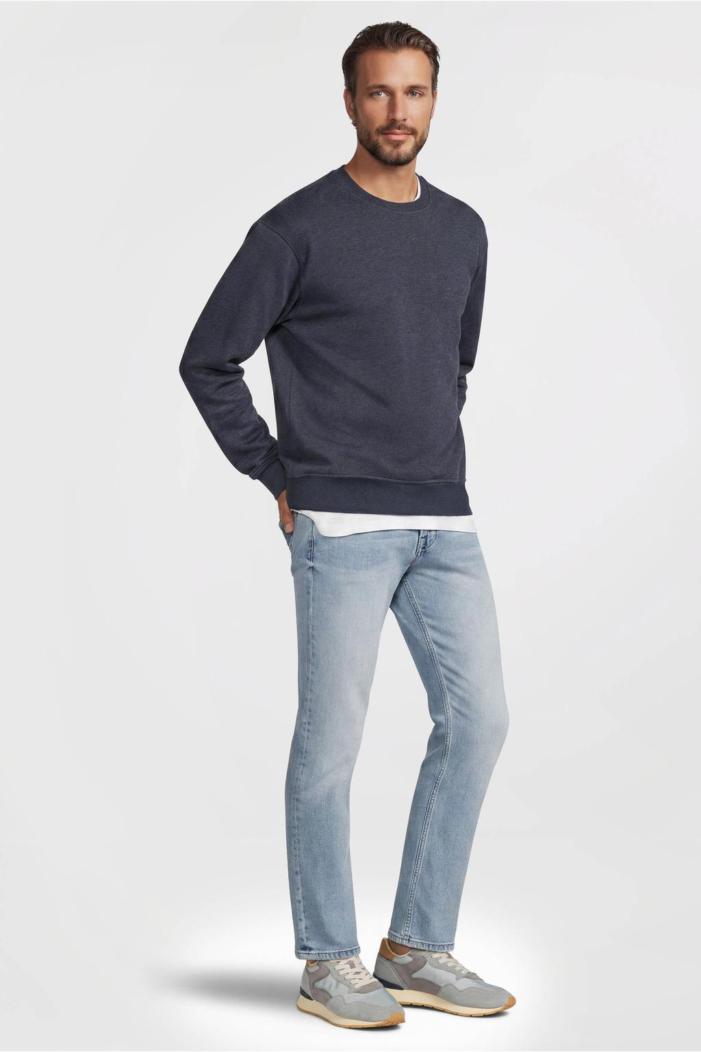 Anytime fleece sweater donkerblauw melange