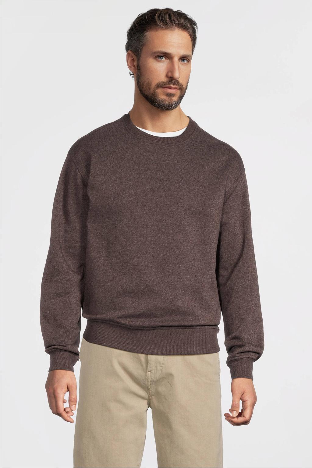 Anytime fleece sweater bruin melange