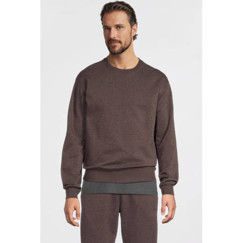 anytime fleece sweater bruin melange afbeelding
