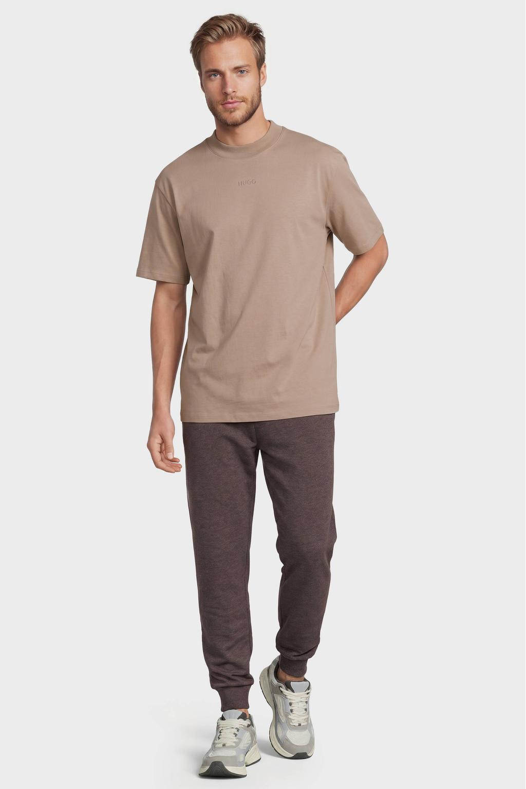 Anytime fleece joggingbroek bruin melange