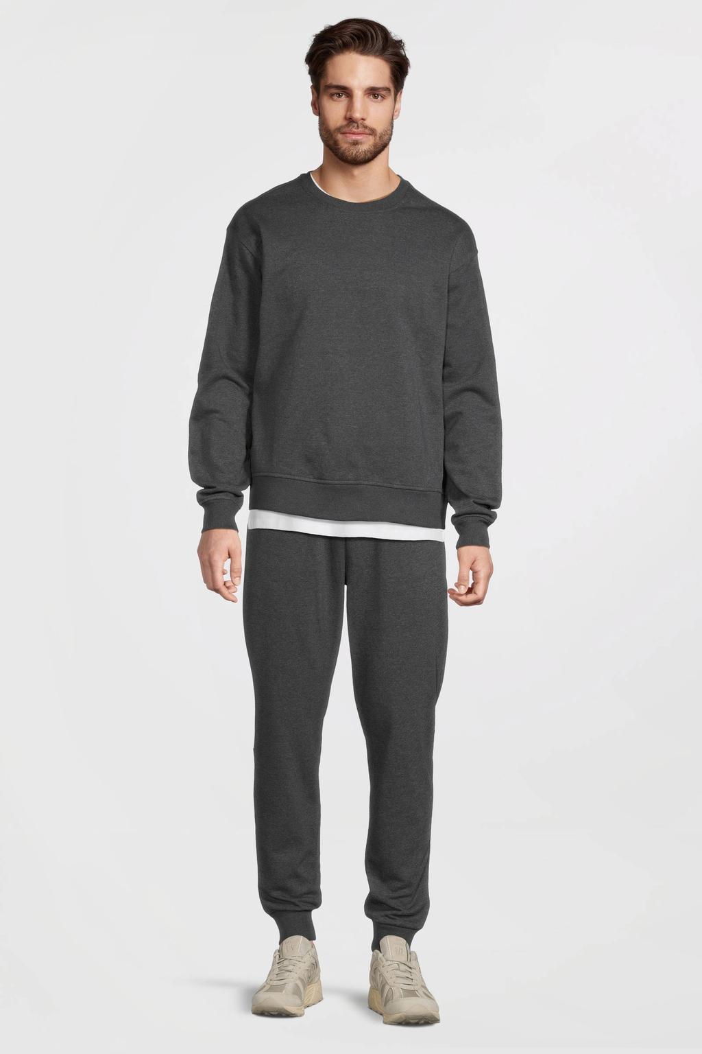 Anytime fleece joggingbroek donkergrijs melange