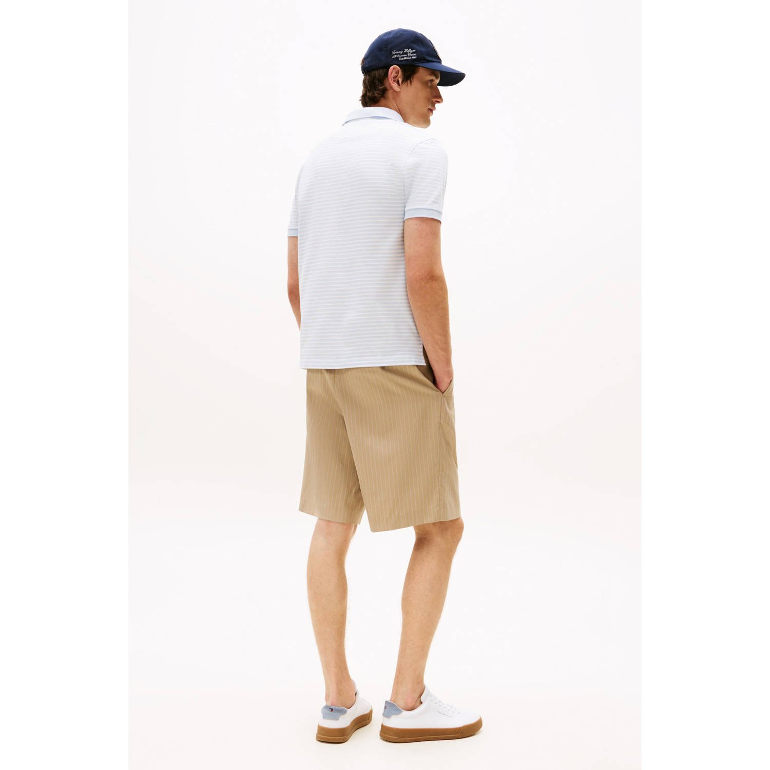 Tommy Hilfiger regular polo Breezy Blue White met streep