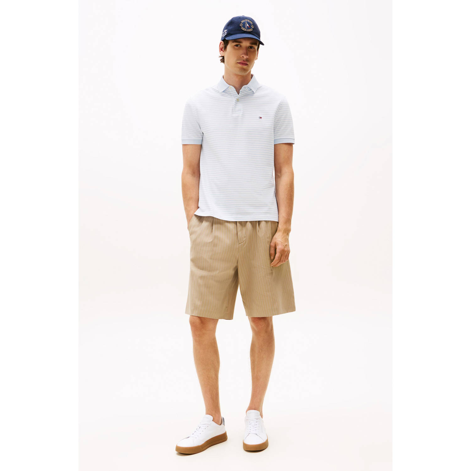 Tommy Hilfiger regular polo Breezy Blue White met streep