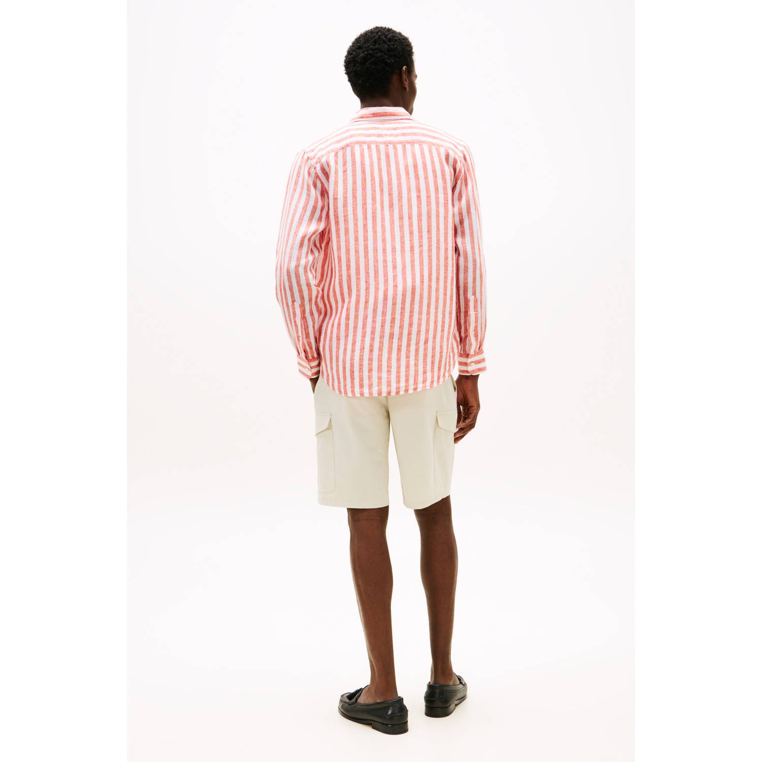 Tommy Hilfiger linnen casual overhemd koraalrood