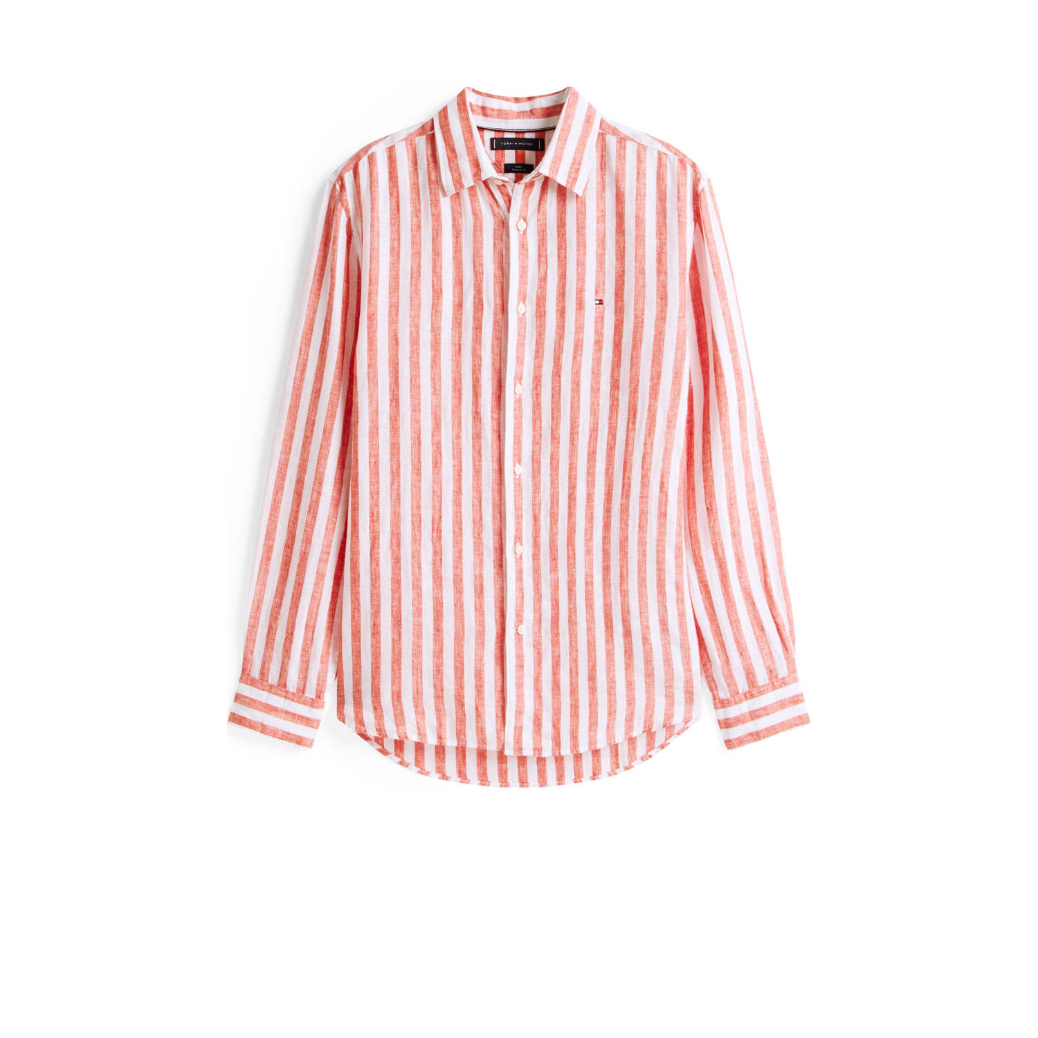 Tommy Hilfiger linnen casual overhemd koraalrood