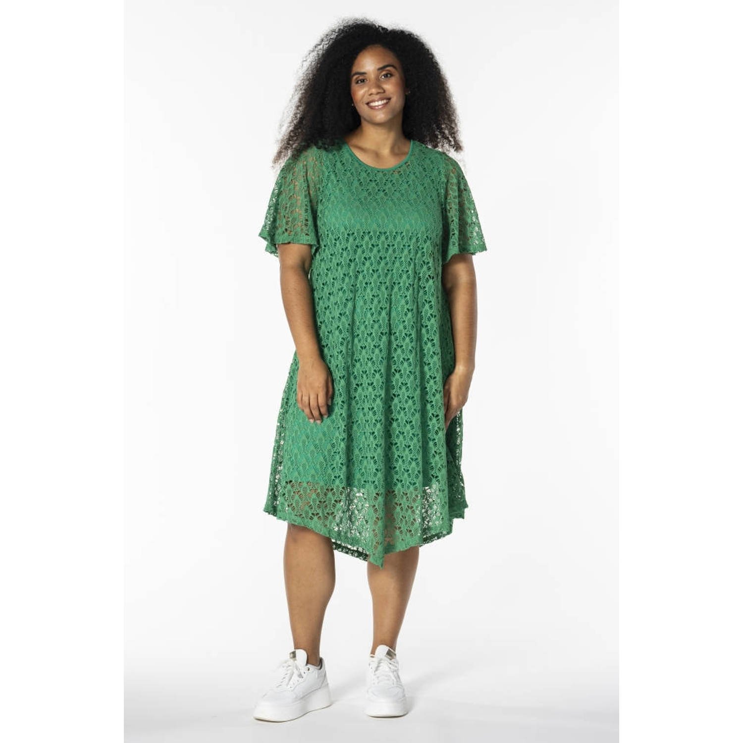 STUDIO kanten zomerjurk groen
