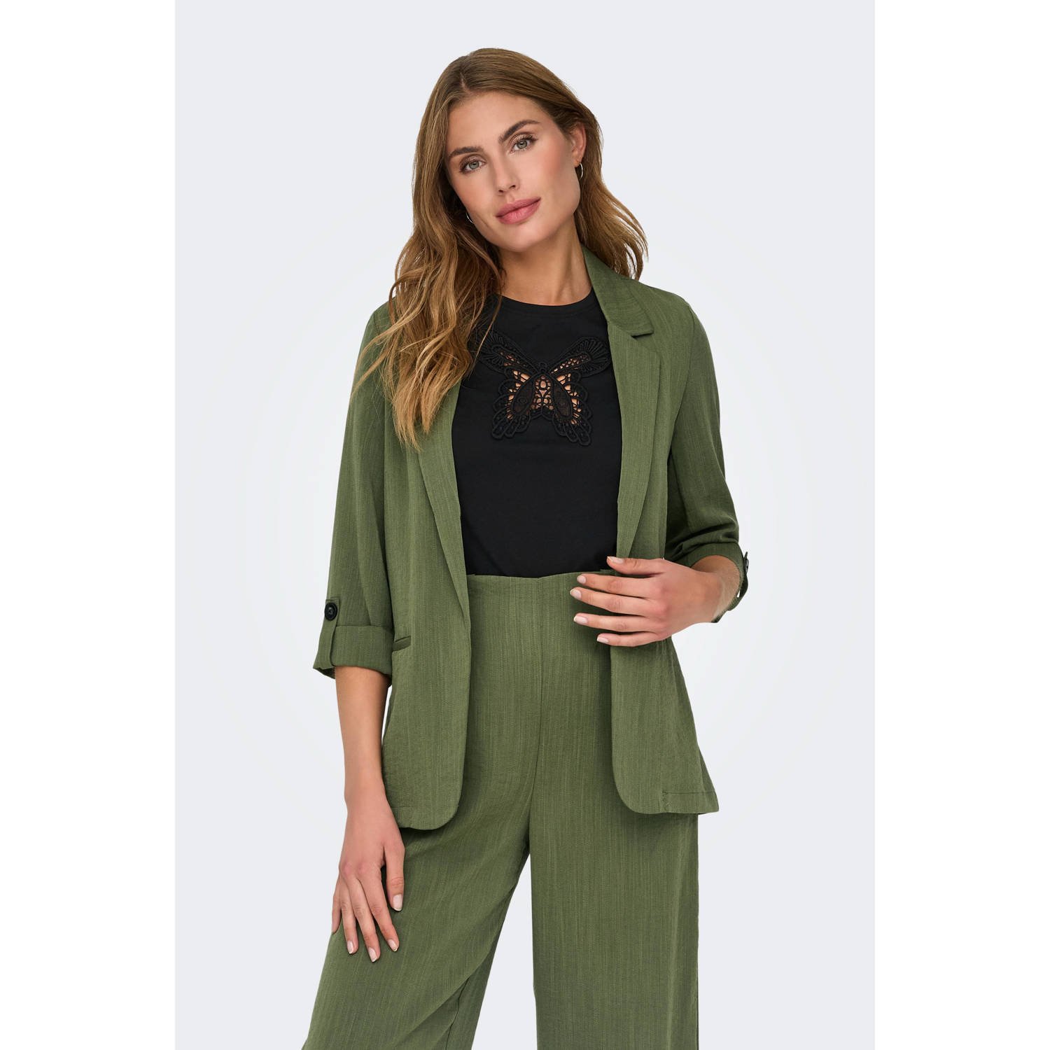 ONLY regular blazer donkergroen