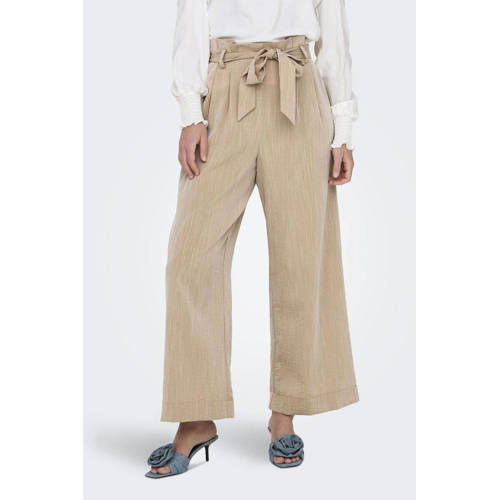 ONLY wide leg high waist casual broek zand afbeelding