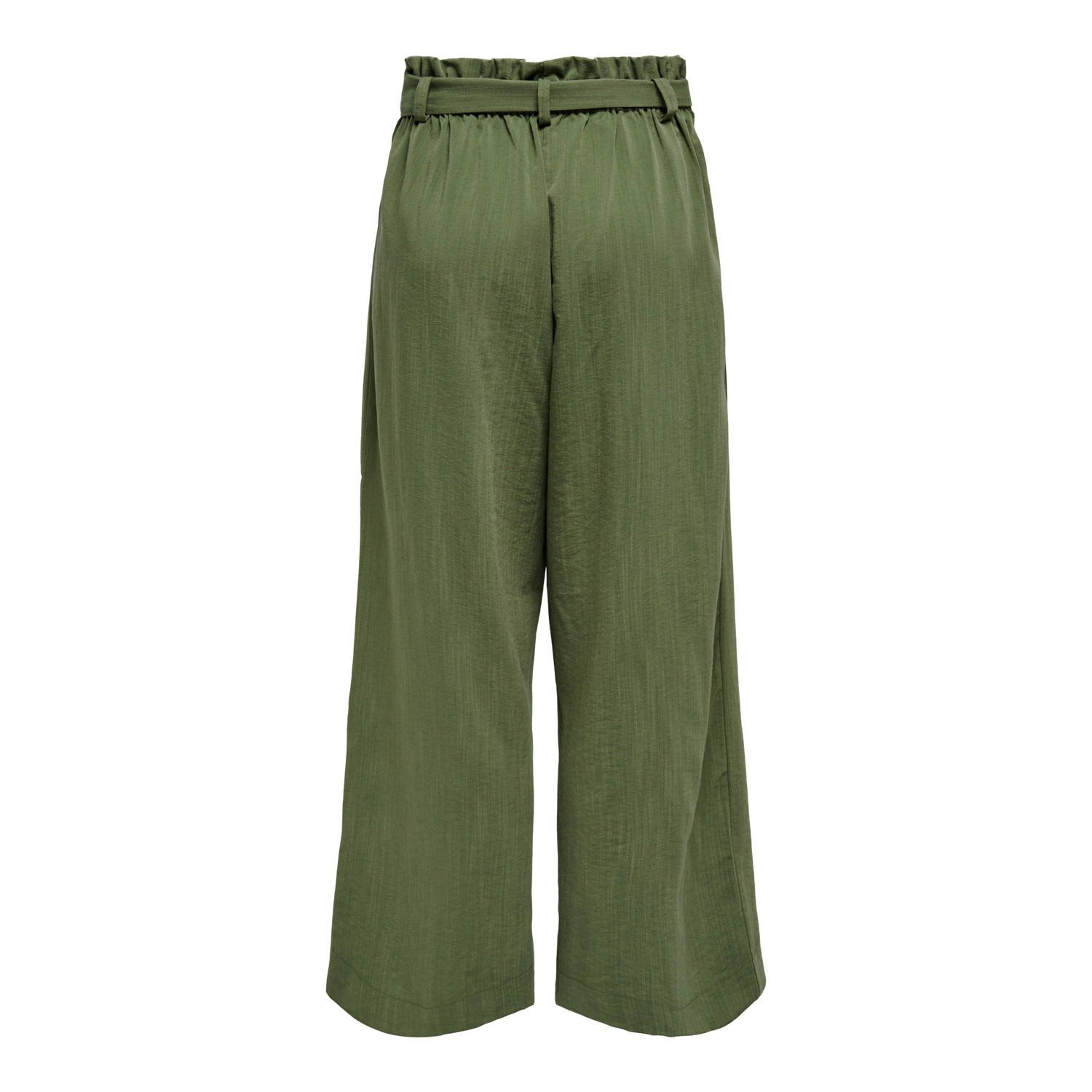 ONLY wide leg high waist casual broek olijfgroen