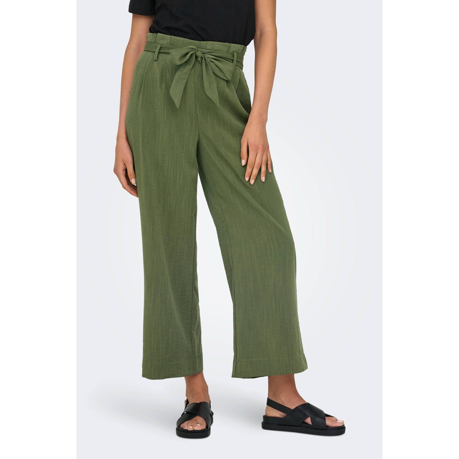 Only Regular fit broek met taille in paperbagstijl model 'MARSA'