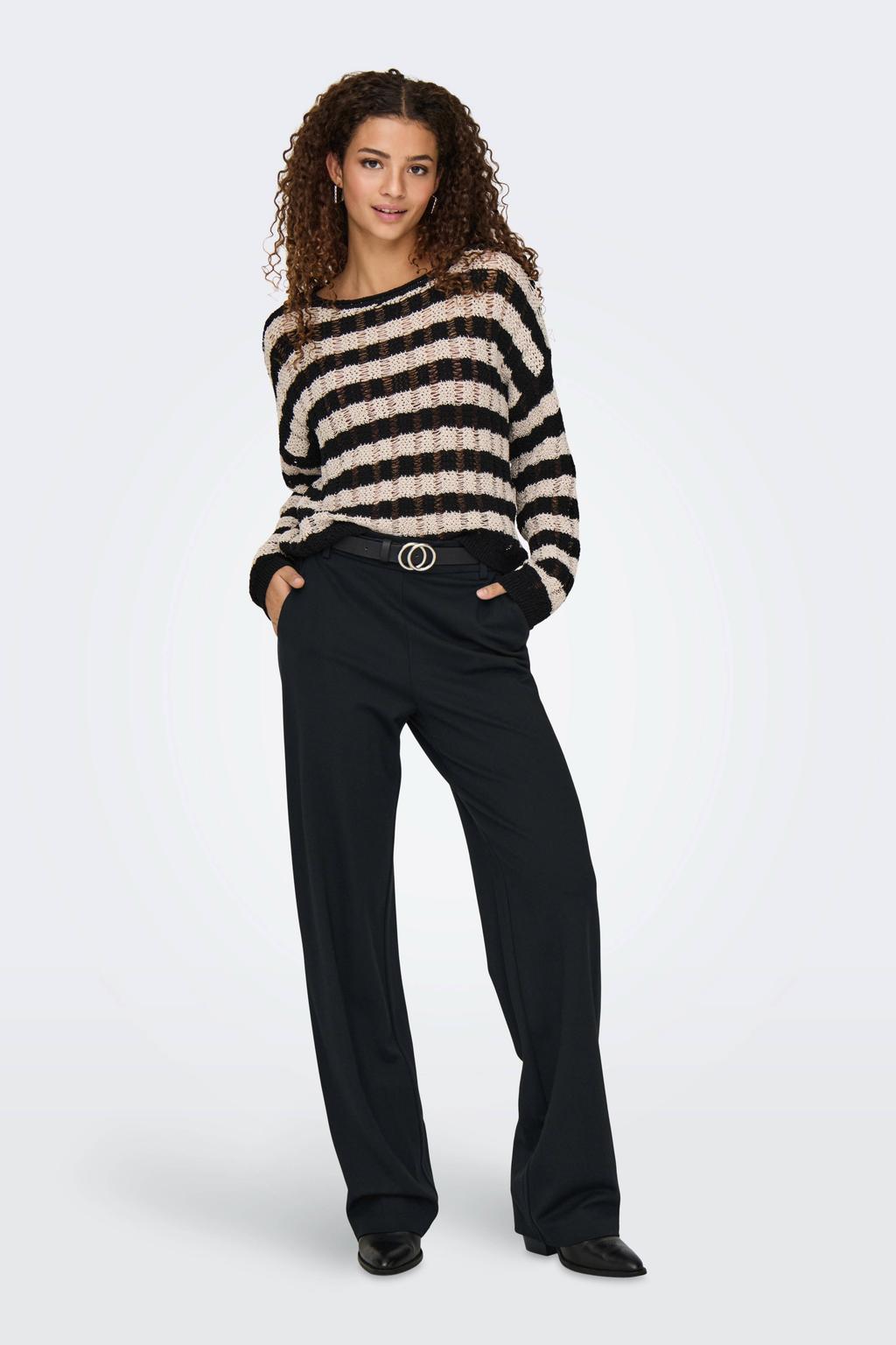 ONLY wide leg regular waist casual broek zwart
