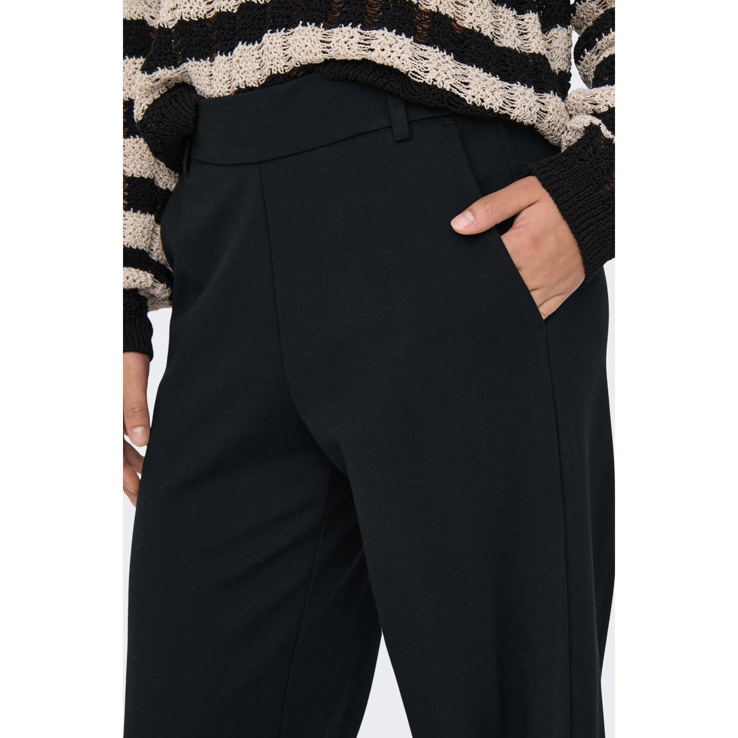 ONLY wide leg regular waist casual broek zwart