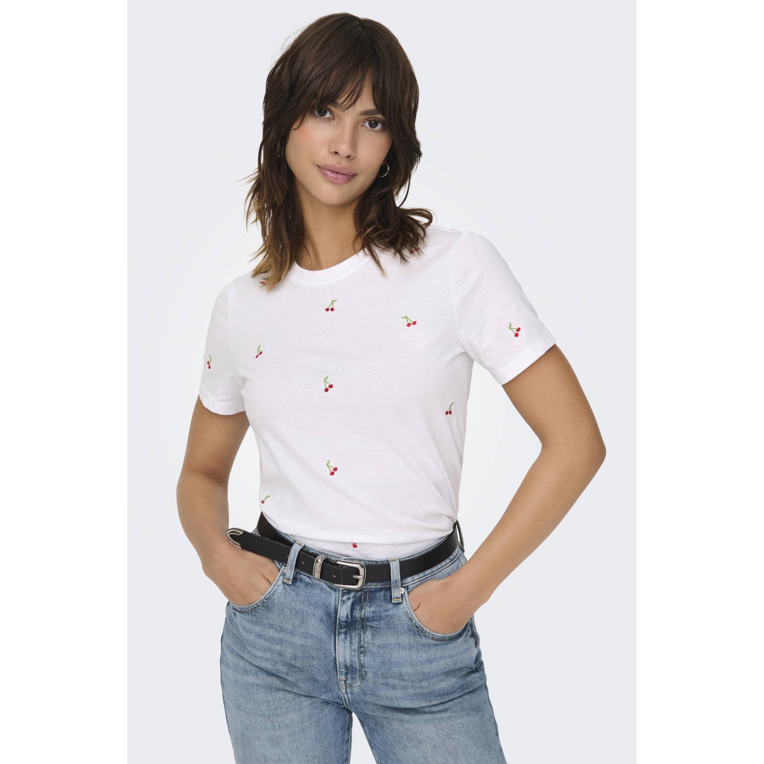 Only Shirt met korte mouwen ONLKETTY LIFE S S O-NECK TOP JRS NOOS