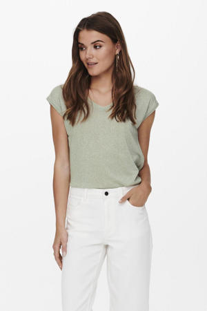 top met lurex lichtgroen