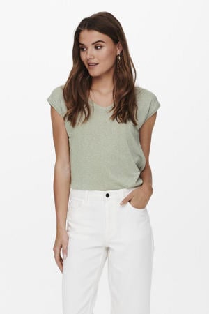 top met lurex lichtgroen