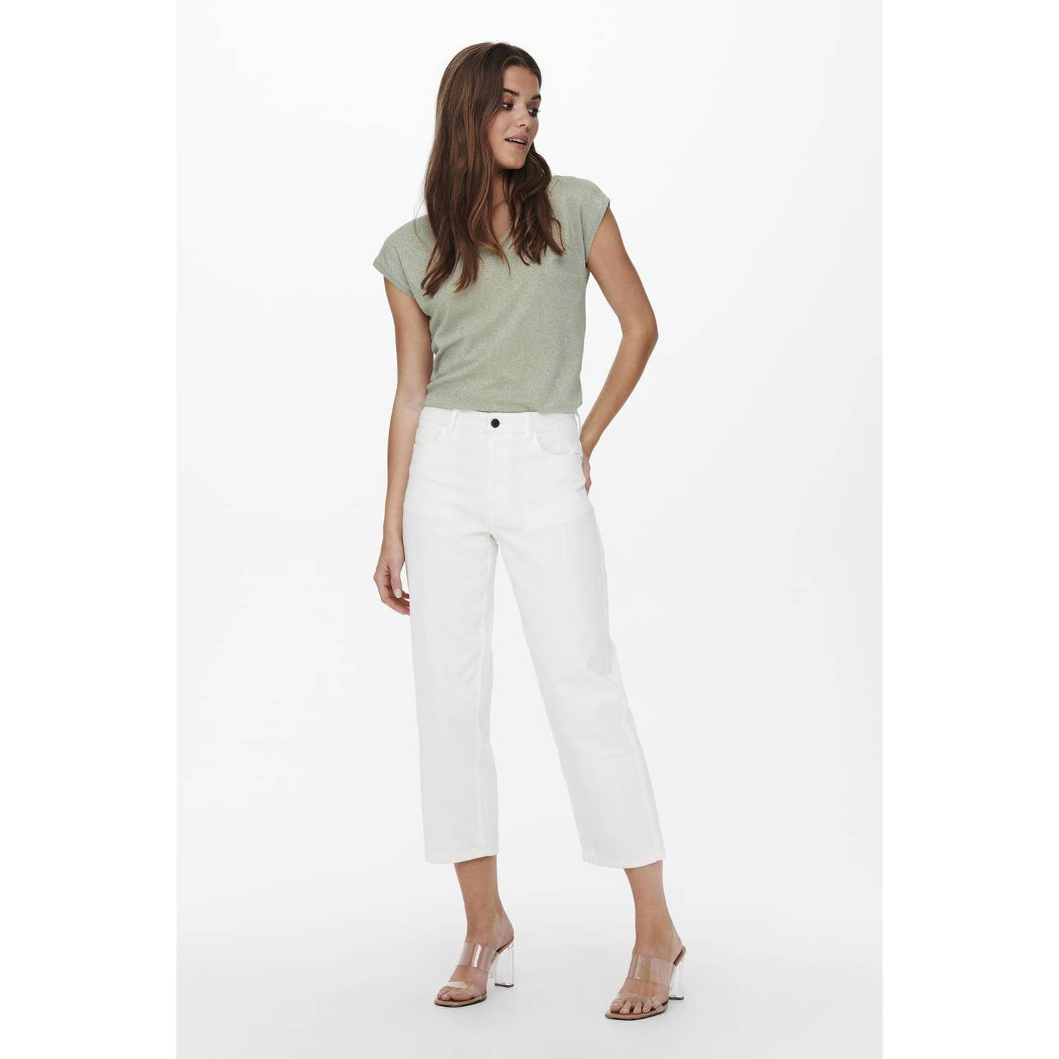 ONLY top met lurex lichtgroen