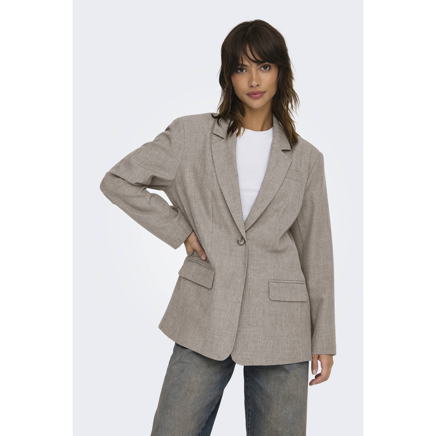 Only Boyfriend Melange Blazer Beige Dames