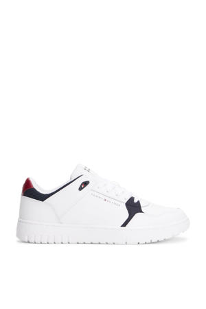 leren sneakers wit/donkerblauw