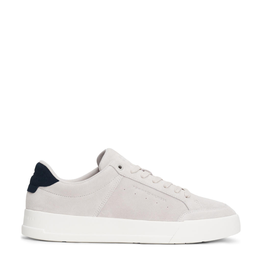 Grijze heren Tommy Hilfiger Court suède sneakers met veters