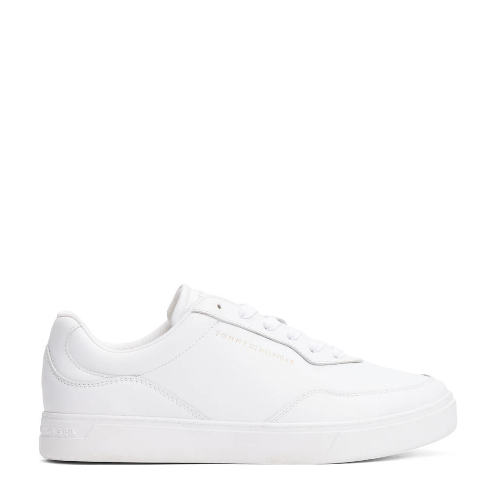 Witte dames Tommy Hilfiger leren sneakers met veters