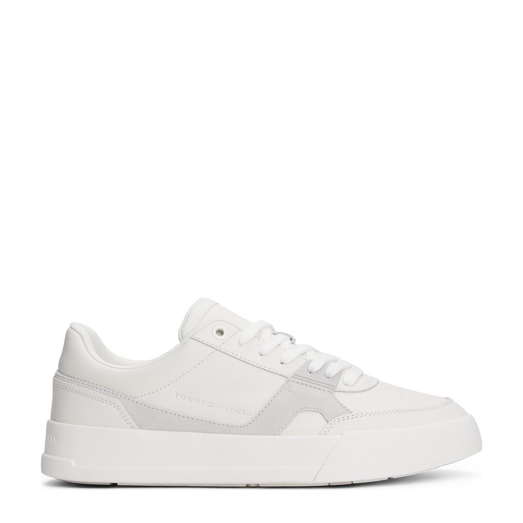 Witte heren Tommy Hilfiger leren sneakers met veters