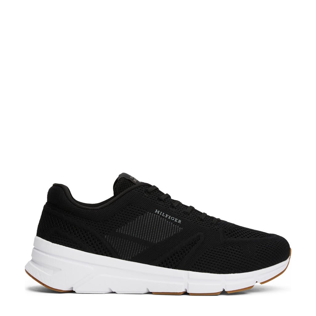 Zwarte heren Tommy Hilfiger sneakers van 65% polyester/20% elastaan/15% polyamide met veters
