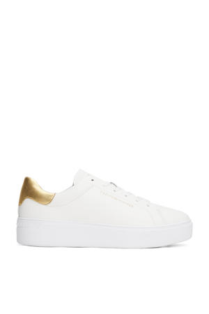 leren sneakers wit/goud