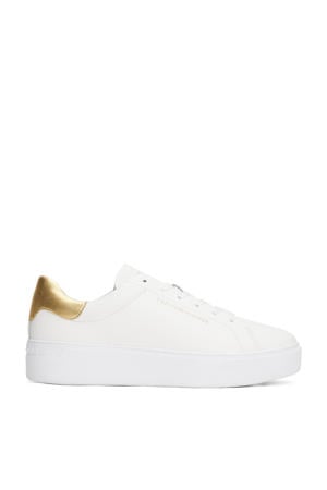 leren sneakers wit/goud