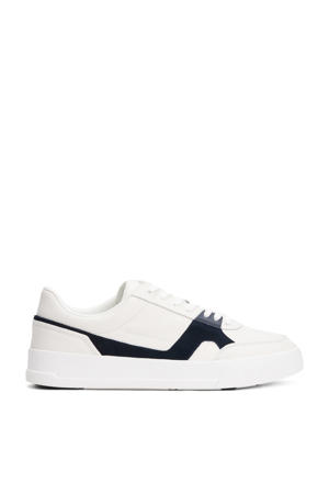 leren sneakers wit/donkerblauw
