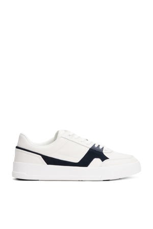 leren sneakers wit/donkerblauw