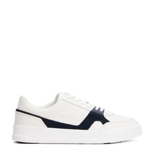 leren sneakers wit/donkerblauw