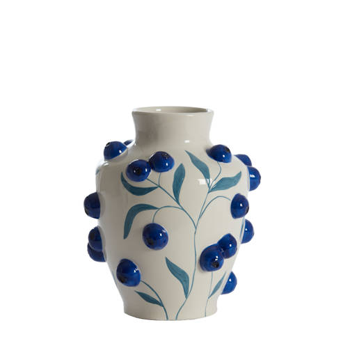 Light & Living vaas blueberry (25,5x22 cm) - blauw/off white
