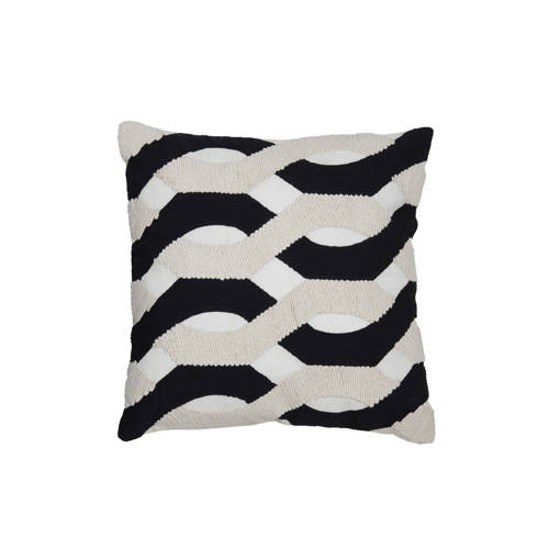 Light & Living sierkussen Bendigo (45x45 cm) - zwart/off white