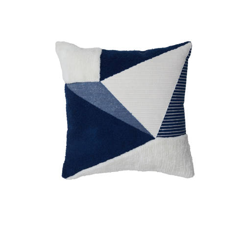 Light & Living sierkussen Rejas (45x45 cm) - blauw/off white