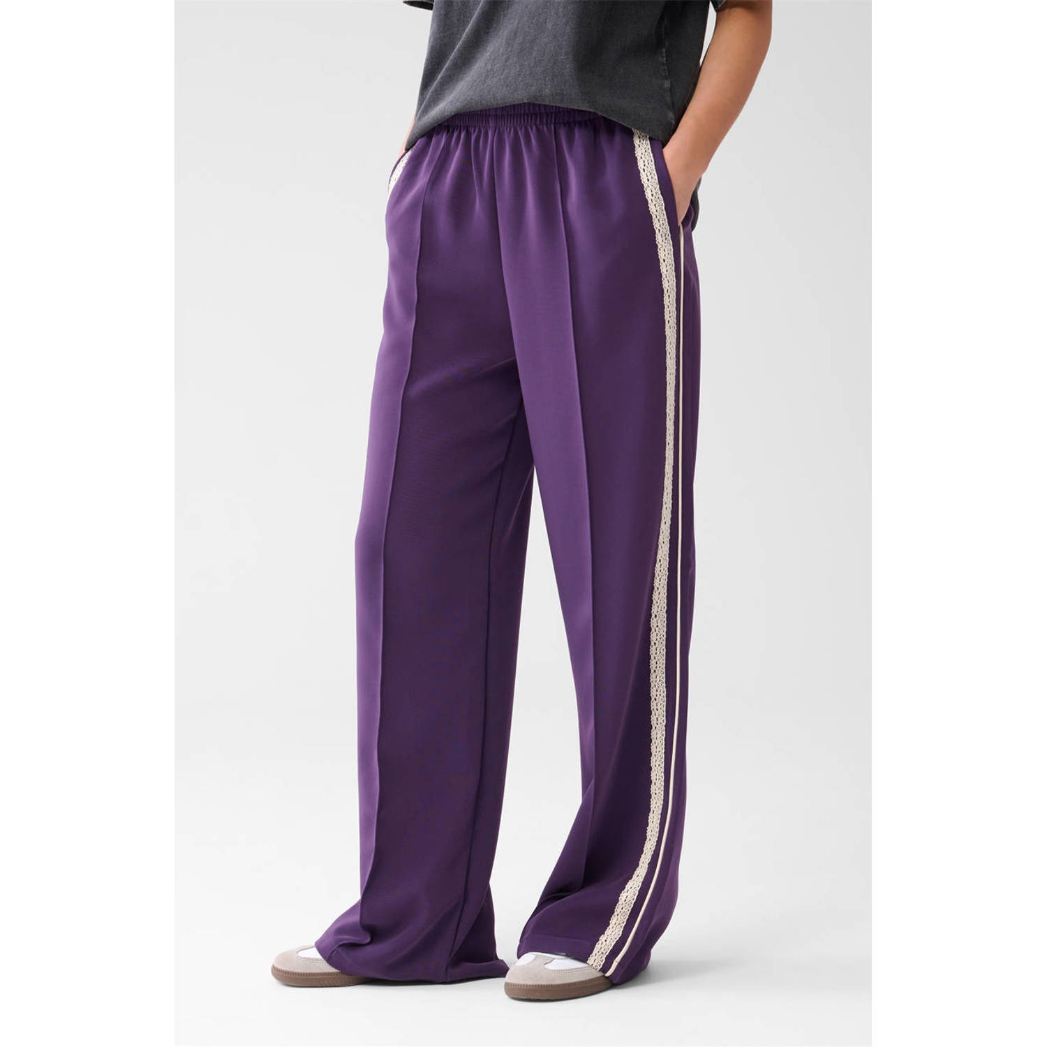 Shoeby wide leg high waist casual broek paars