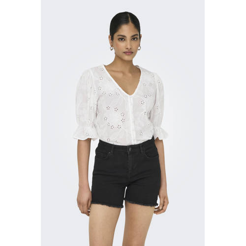 ONLY blousetop wit broderie afbeelding