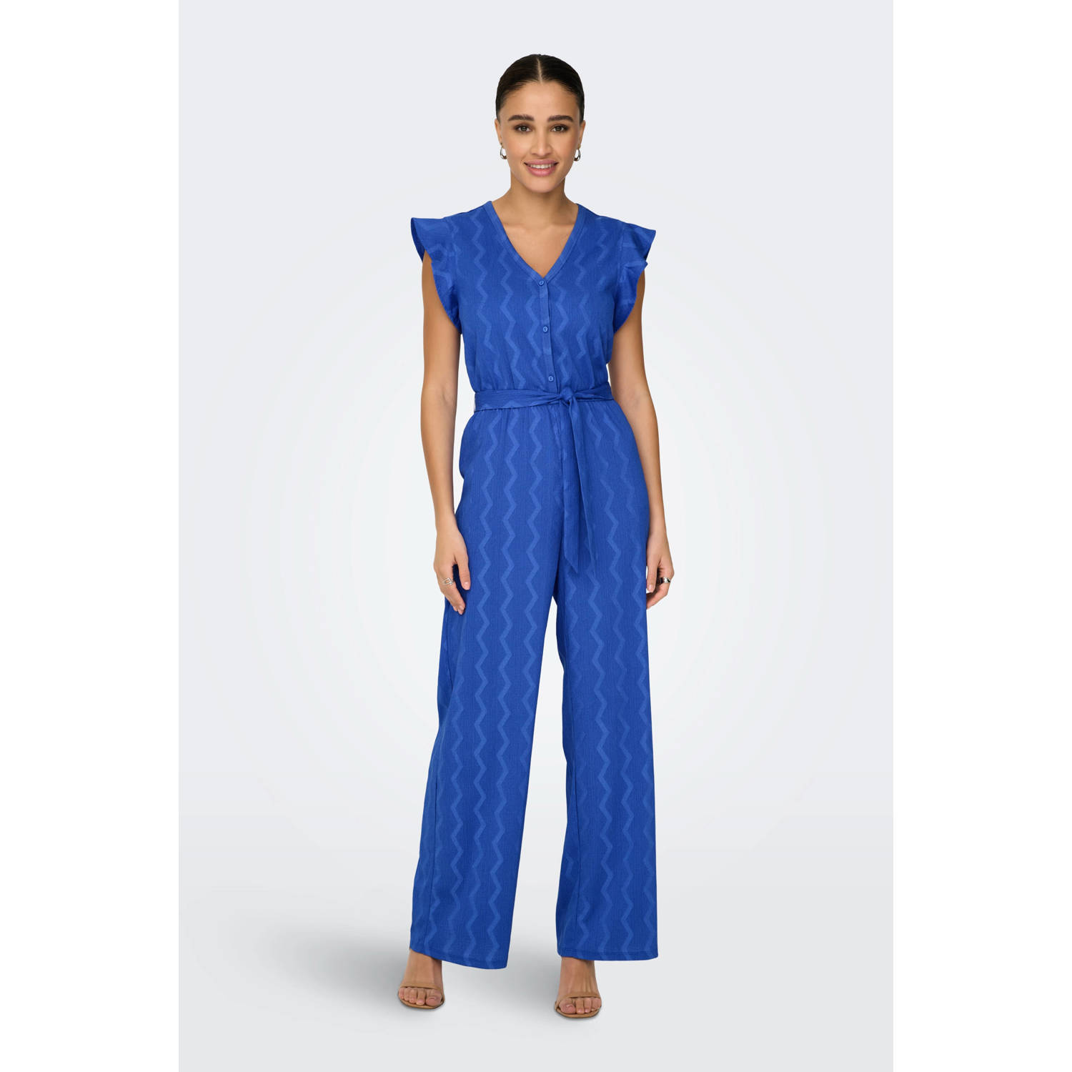 ONLY regular jumpsuit blauw gebreid
