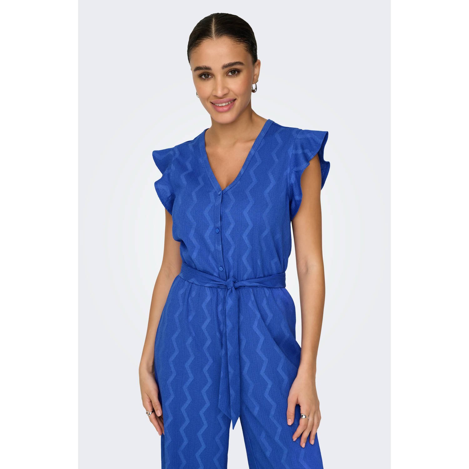 ONLY regular jumpsuit blauw gebreid