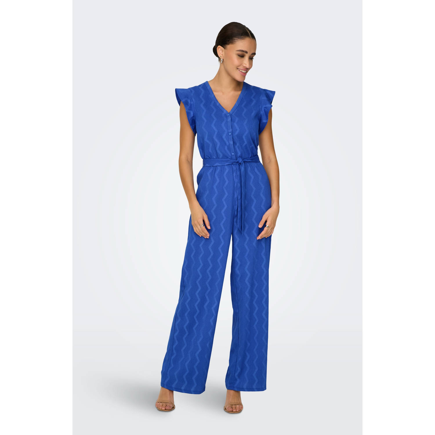 ONLY regular jumpsuit blauw gebreid