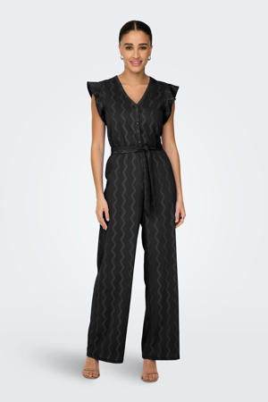 regular jumpsuit zwart gebreid